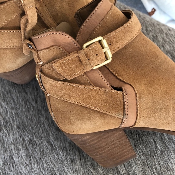 SAM EDELMAN caramel suede Ankle boot  zip up  SZ 7 - Picture 2 of 8
